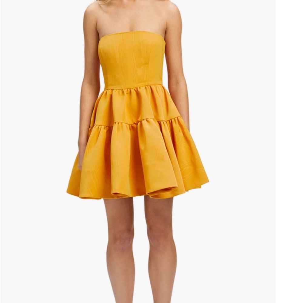 Bardot Strapless Dress in Sunny Orange